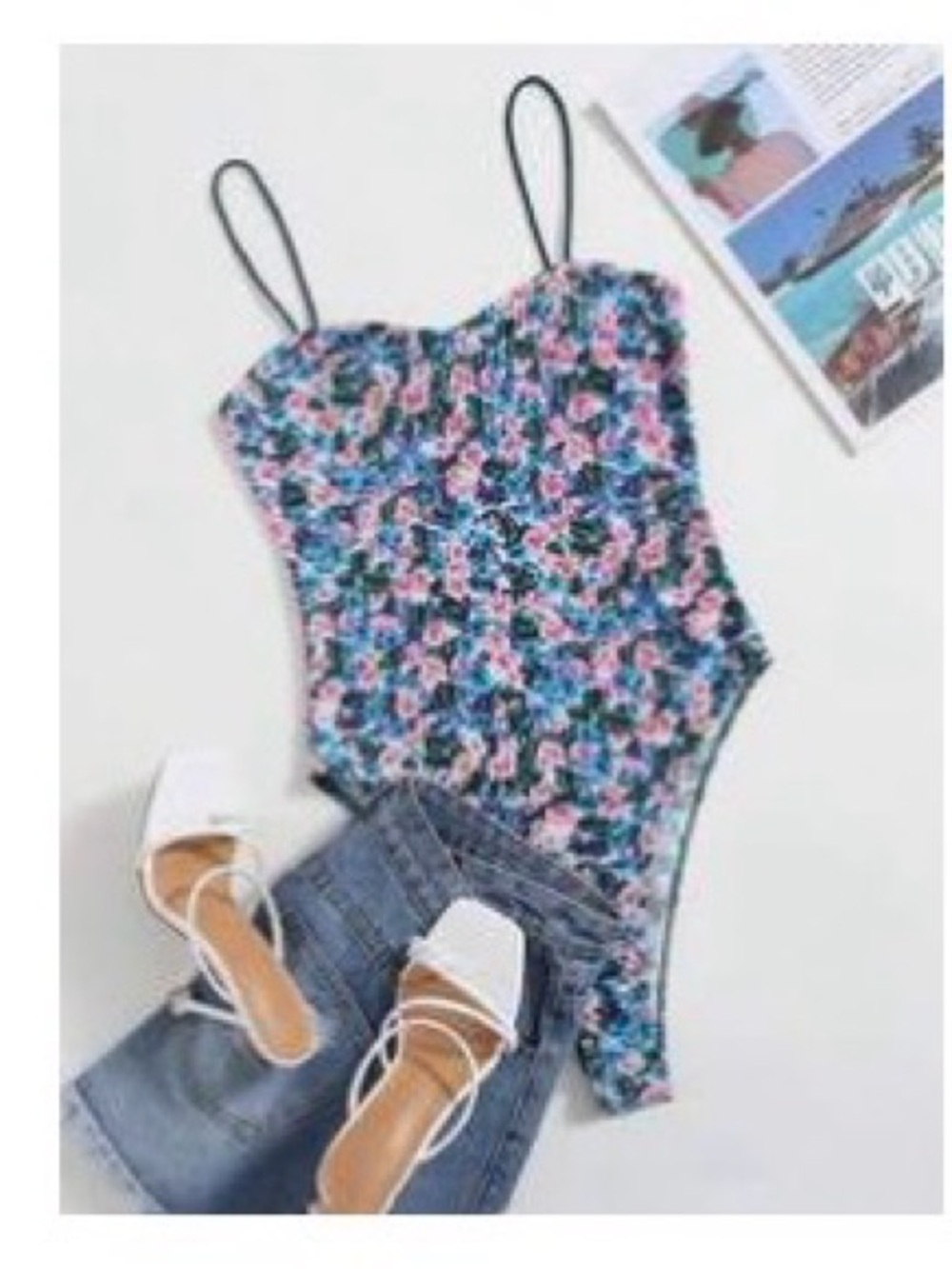 Floral Print Pink & Blue One-Piece women’s